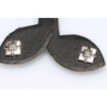 Pair of 18 carat white gold and diamond square design earrings.