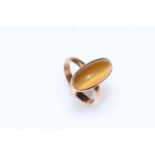 Oval Tigers Eye 15 carat yellow gold ring, size I½.