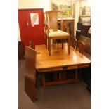 Barker & Stonehouse two drawer extending dining table and leaf together with six dining chairs