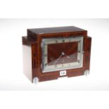 Mahogany inlaid Art Deco mantel clock, 23cm.