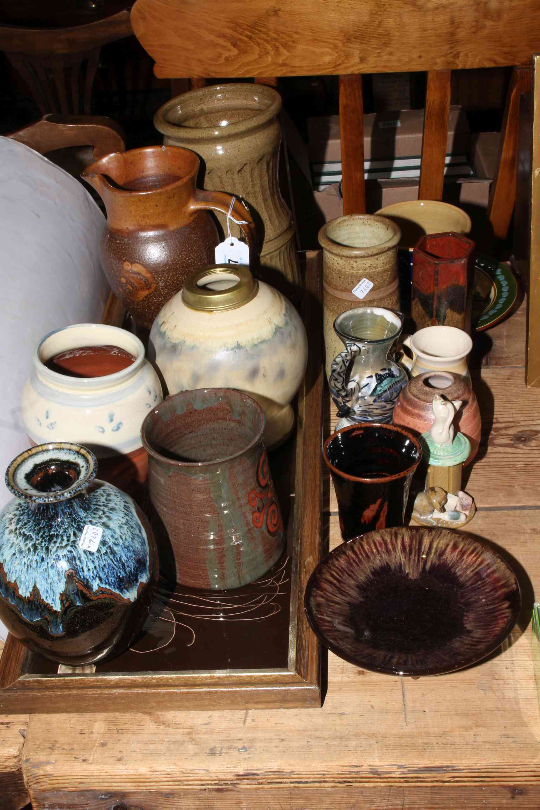 Collection of Studio Pottery, three framed tiles, etc.