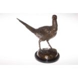 Bronze pheasant on plinth, 34cm.