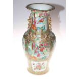 Large 19th Century Cantonese vase having panels of figures and foliage, 45cm.