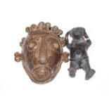 Small African figure and cast face mask (2).