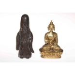 Gilt bronze goddess and spelter Chinese elder (2).