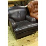 Laura Ashley chocolate brown leather armchair.