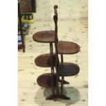 Early 20th Century mahogany and line inlaid five tier folding cakestand.