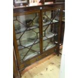 Late 19th/early 20th Century mahogany vitrine having two astragal glazed doors above two drawers,