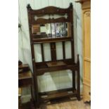 Art Nouveau walnut mirror back hallstand, 204cm by 93cm.