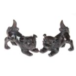 Pair bronze dogs of fo.