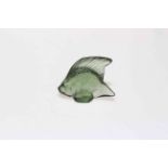 Lalique green glass fish, boxed.