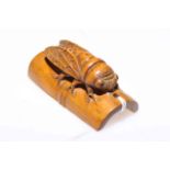 Chinese/Japanese bamboo carving of an insect, signed, 6cm length.