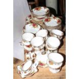 Collection of Royal Albert Old Country Roses teaware.