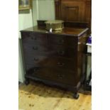 Carved mahogany Chippendale style chest of two short above three long graduated drawers on ball and