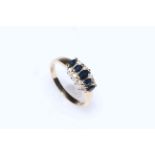 Sapphire and diamond ring set in 9 carat gold, size M/4.