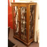 Oak astragal glazed illuminated two door display cabinet.