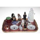 Four Royal Crown Derby paperweights, two Royal Doulton figures, Policeman Bunnykins,