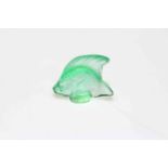 Lalique light green glass fish, boxed.