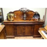 Victorian mahogany four door chiffonier with raised back, 154cm by 184cm.