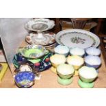 Maling ware including tulip plate and sundae dishes, Spode Queen Mother plate,
