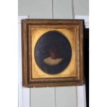 Dutch portrait of a Gentleman with Hat and Ruff, oval oil on panel, in gilt frame.