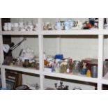 Desk top tripod lamp, Swarovski crystal, Pendelfin, cutlery, Wedgwood, commemorative ware,