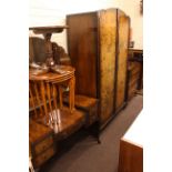 Walnut cabriole leg three piece bedroom suite (slight woodworm to dressing table).