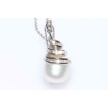 South Sea Island pearl and diamond necklace,