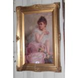 E.De. Gall, Mrs Diaz, oil on canvas, signed lower right, 67cm by 39cm, in gilt frame.