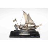 Chinese silver model of a junk, 16cm height.