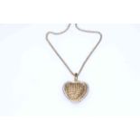 18 carat gold and diamond heart shape pendant and chain,