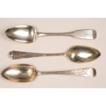 Pair of Newcastle silver spoons, bright cut decoration assay marked Newcastle 1807 by Thomas