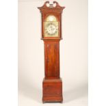 Victorian Scottish mahogany long cased clock, brass and silvered dial by J Stirrat, Kilwinning