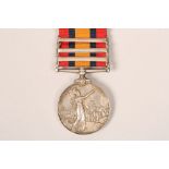 Queen Victoria South Africa medal with three clasps on ribbon, transval orange free state cape
