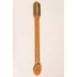 Late Victorian inlaid mahogany stick barometer. Brass weather scale, mercury filled. 87cm long