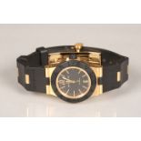 Bulgari Diagono 18 carat gold gents automatic wrist watch on black rubber strap. L2351 with box