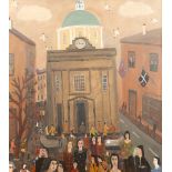 Alan Furneaux (British born 1952) ARR Oil on canvas signed 'Town Square' 80cm x 70cm