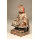 Two 19th Century Chinese wooden temple figures, carved wood with laquer and gilt detail. 41cm high