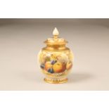 Royal Worcester pot pourri vase and cover decorated with fruit on a naturalistic background signed