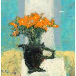 Nael Hanna (Scottish/Iraqi born 1959) ARR Framed oil on board, signed 'Still Life Vase of Orange