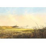 Kenneth Reed ARR Gilt framed watercolour 'Turnberry Ailsa Course' 49cm x 70.5cm