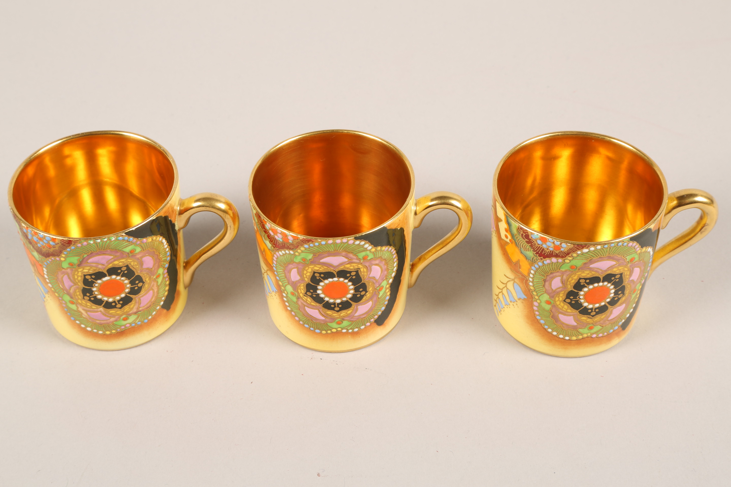 Art Deco Carlton ware coffee set, coffee pot, sugar and cream, six saucers and six cups, yellow - Image 5 of 8