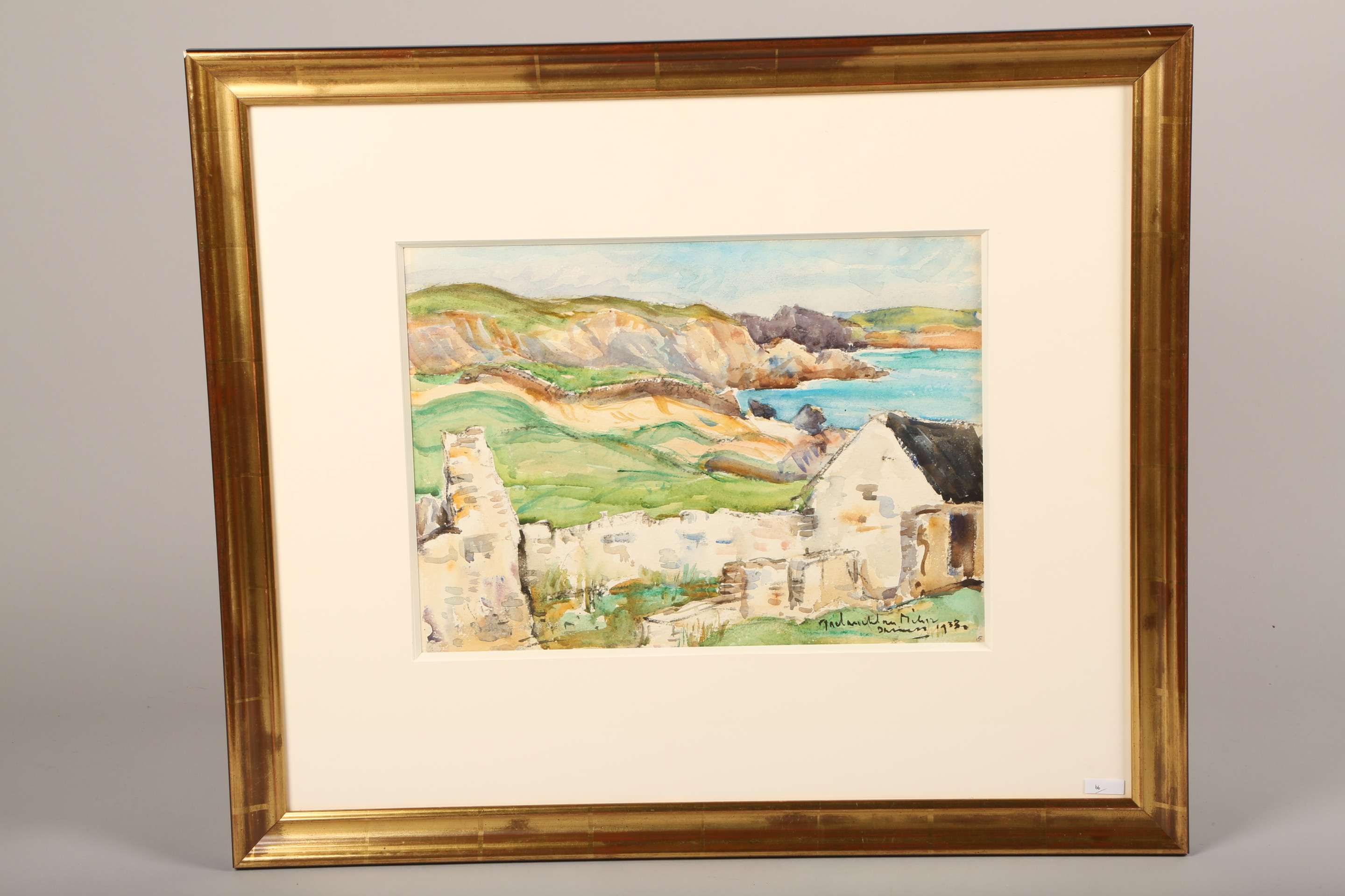 John MacLaughlan Milne (Scottish 1885-1957) ARR Gilt framed watercolour, signed, inscribed and dated - Image 3 of 4