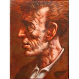 Peter Howson OBE (Scottish born 1958) ARR Framed oil on canvas, signed 'Calmed 1997' 20cm x 15cm