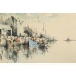 David Scott-Martin ARR Framed watercolour, signed 'Ayr Harbour' 43cm x 68cm