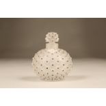 Rene Lalique frosted glass scent bottle with stopper in the cactus design, inscribed to base,