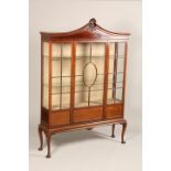 Edwardian mahogany display cabinet, 200cm high 132cm long