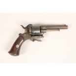 Small 19th century pinfire six shot revolver. Stamped ELG