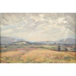 Madge Young Mitchell (EXH 1930-1938) ARR Framed oil on canvas board, signed 'Country Landscape' 24cm