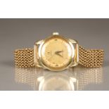 Gents 18 carat gold Omega Seamaster wrist watch with a replacement 18 carat gold mesh bracelet